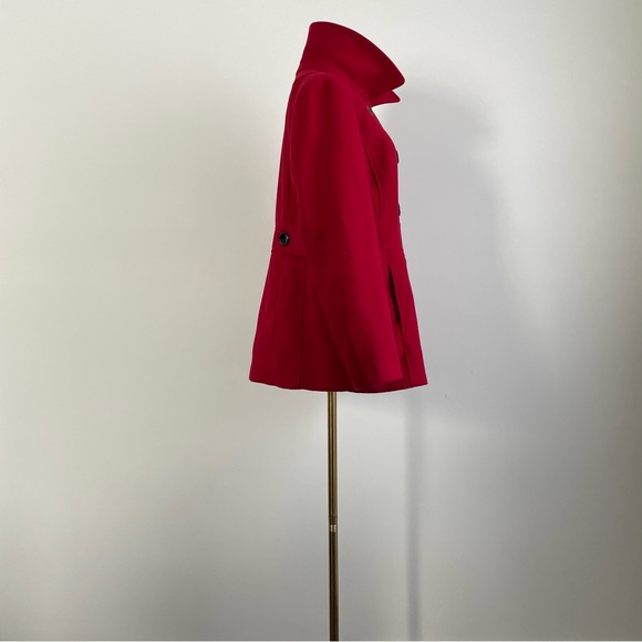 Style & Co Red Double Breasted Peacoat with Removable Hood - Picture 8 of 14